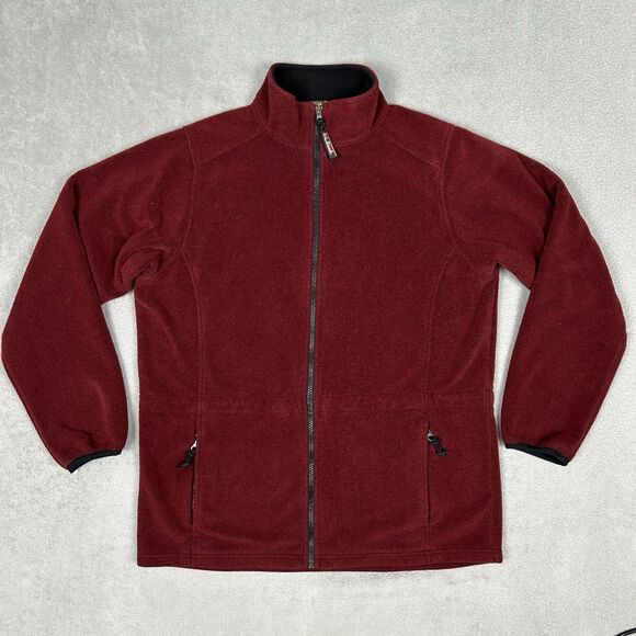 Vintage LL Bean Jacket Women’s XL 1X Red Fleece Full Zip Sweater Pockets Outdoor - Picture 1 of 11